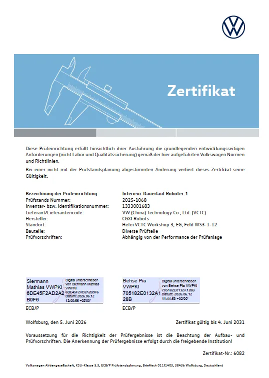 Wolfsburg Certification